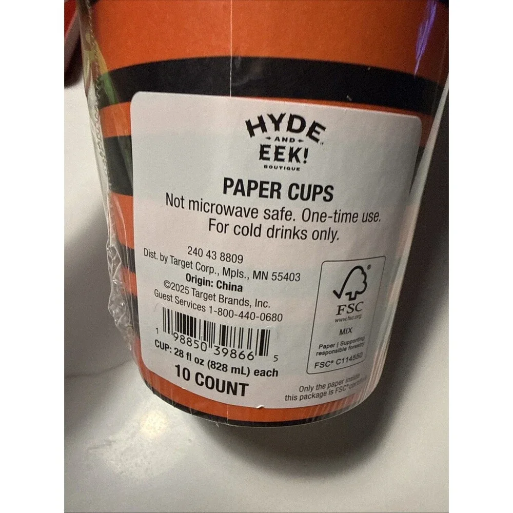 New Party Cups 28oz Each Halloween Pack of 10 Cups Hot Cold